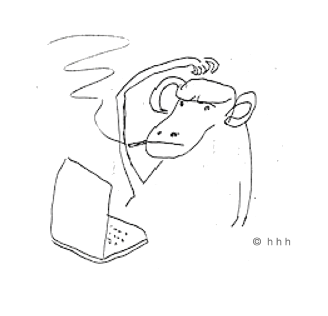 Affe am Computer — Title-Zeichnung von Heiner H. Hoier